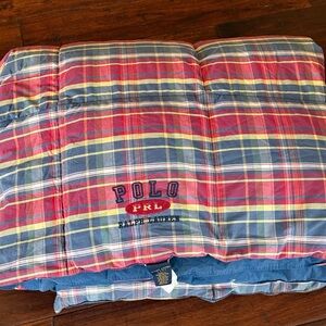 Rare Ralph Lauren Home Garrison Plaid Comforter in Red and Blue F-Q